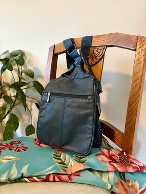 Navy Leather Sling Bag - Buxton